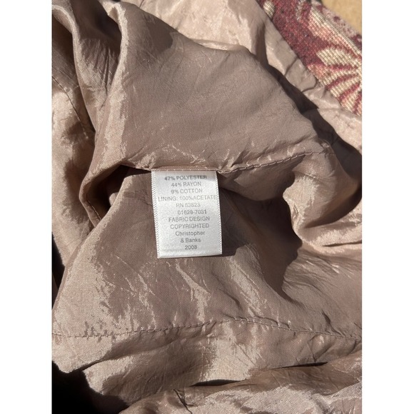 Christopher Banks Tapestry Floral Print Zip Up Jacket Coat S Small Burgundy - Picture 5 of 6